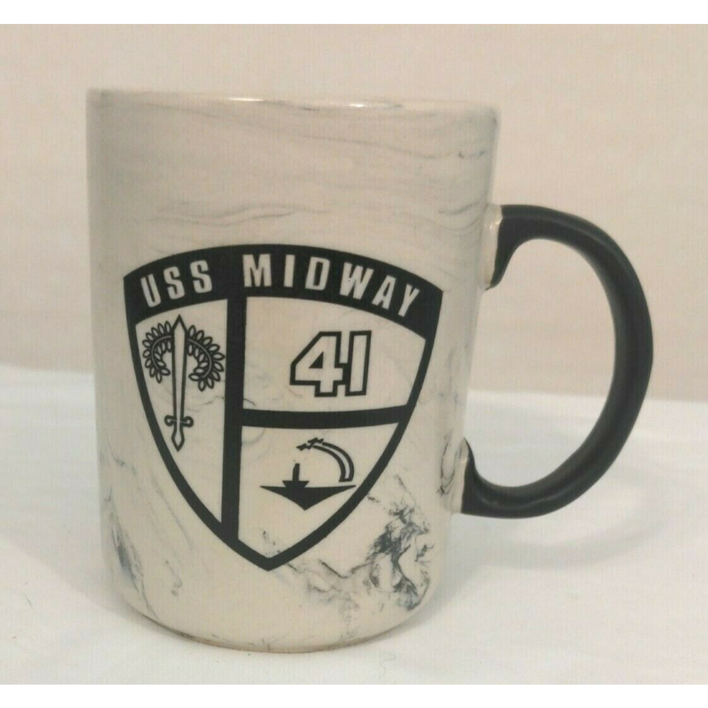 CV-41 USS Midway Coffee Mug Aircraft Carrier Navy San Diego CA military marble